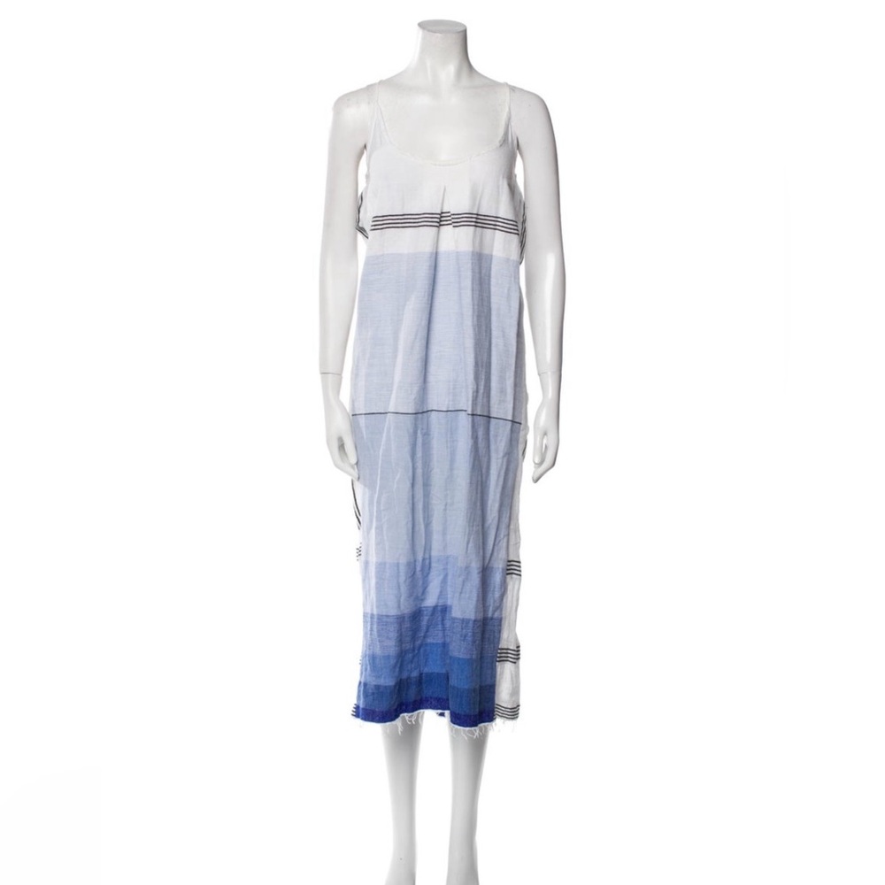 LemLem Beach Coverup Maxi Dress in Blue and White Stripe